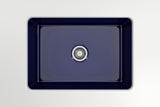 BOCCHI Sotto 27" Fireclay Undermount Single Bowl Kitchen Sink, Sapphire Blue, 1360-010-0120 with Grid Straight View | The Sink Boutique