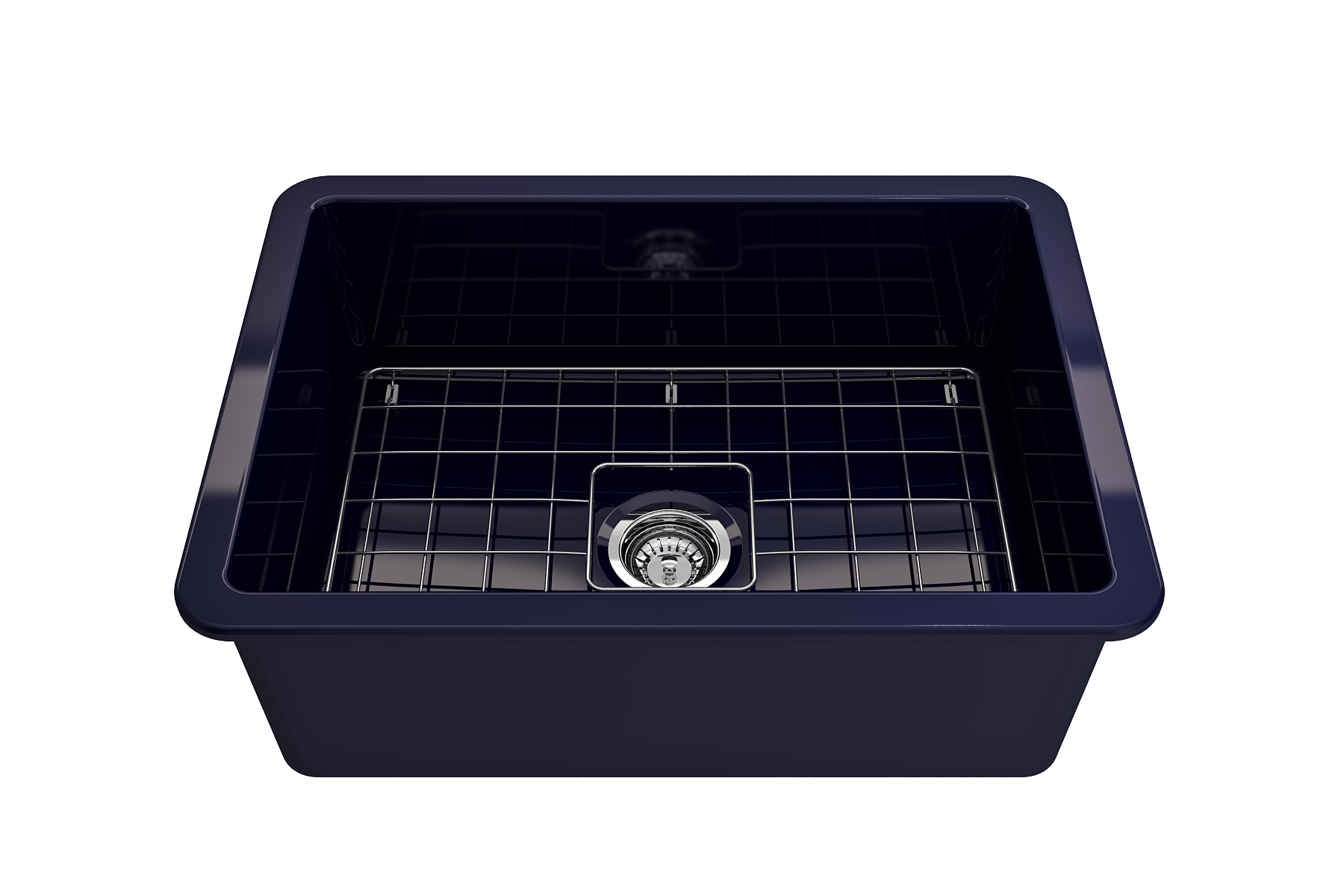 BOCCHI Sotto 27" Fireclay Dual Mount Single Bowl Kitchen Sink, Sapphire Blue, 1360-010-0120