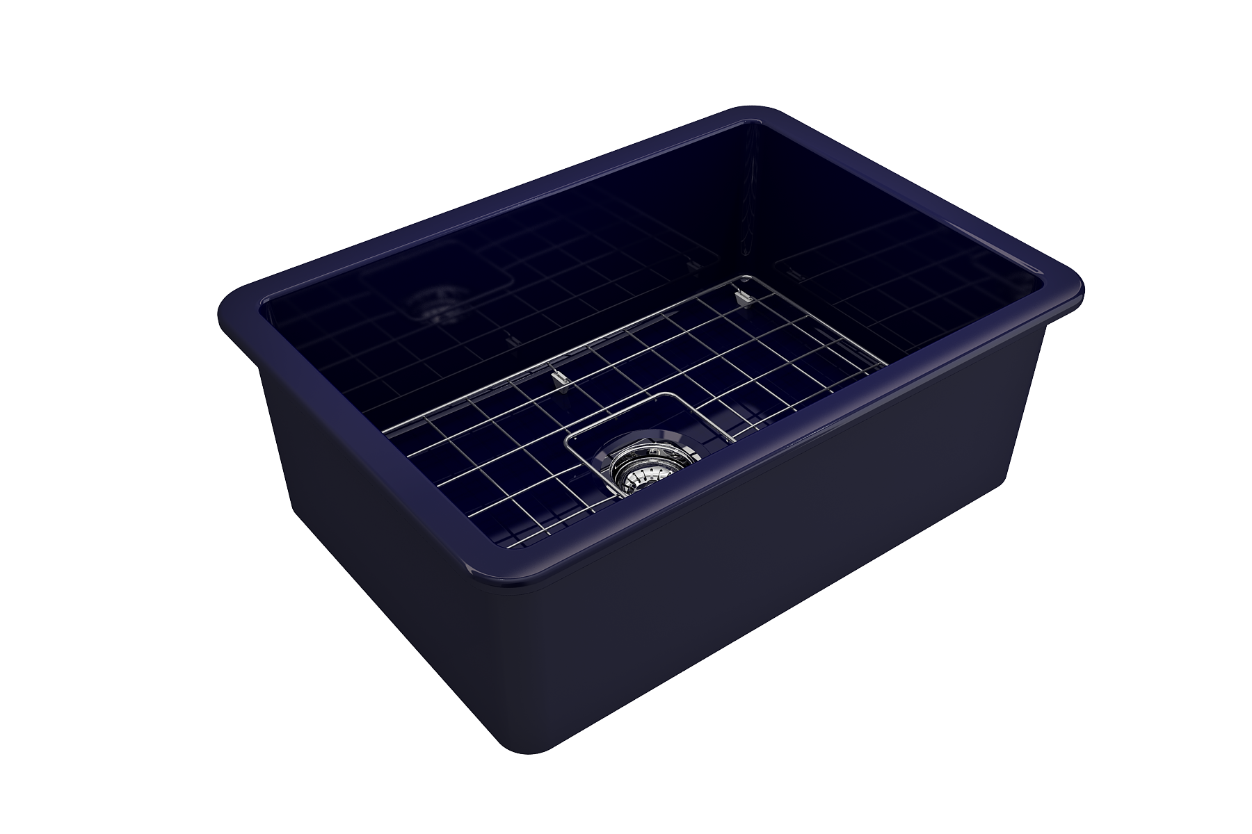 BOCCHI Sotto 27" Fireclay Dual Mount Single Bowl Kitchen Sink, Sapphire Blue, 1360-010-0120
