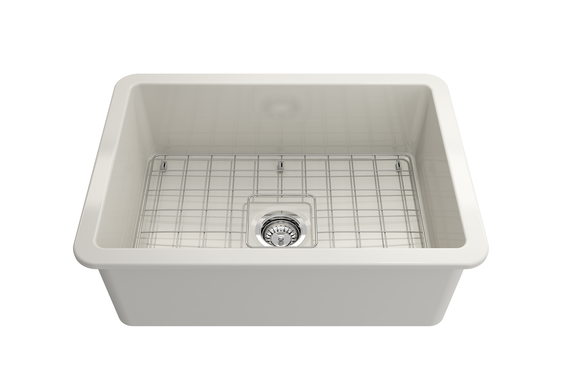 BOCCHI Sotto 27" Fireclay Dual Mount Single Bowl Kitchen Sink, Biscuit, 1360-014-0120