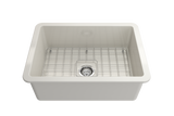 BOCCHI Sotto 27" Fireclay Dual Mount Single Bowl Kitchen Sink, Biscuit, 1360-014-0120