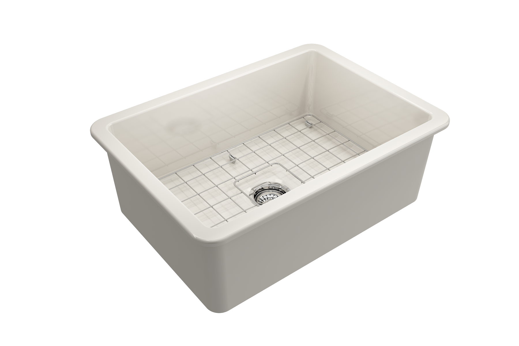 BOCCHI Sotto 27" Fireclay Dual Mount Single Bowl Kitchen Sink, Biscuit, 1360-014-0120