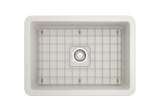 BOCCHI Sotto 27" Fireclay Undermount Single Bowl Kitchen Sink, Biscuit, 1360-014-0120 Top View with Grid | The Sink Boutique