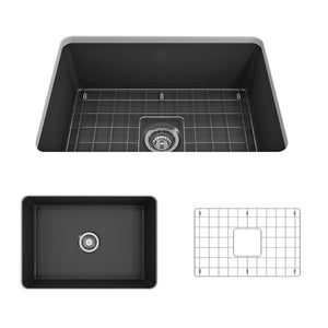 Alternate Image for BOCCHI Sotto 27" Fireclay Dual Mount Single Bowl Kitchen Sink, Matte Dark Gray, 1360-020-0120