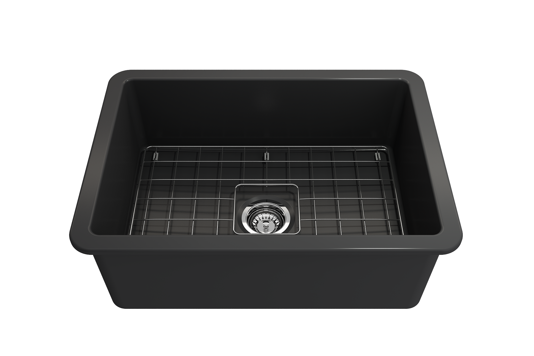 BOCCHI Sotto 27" Fireclay Dual Mount Single Bowl Kitchen Sink, Matte Dark Gray, 1360-020-0120