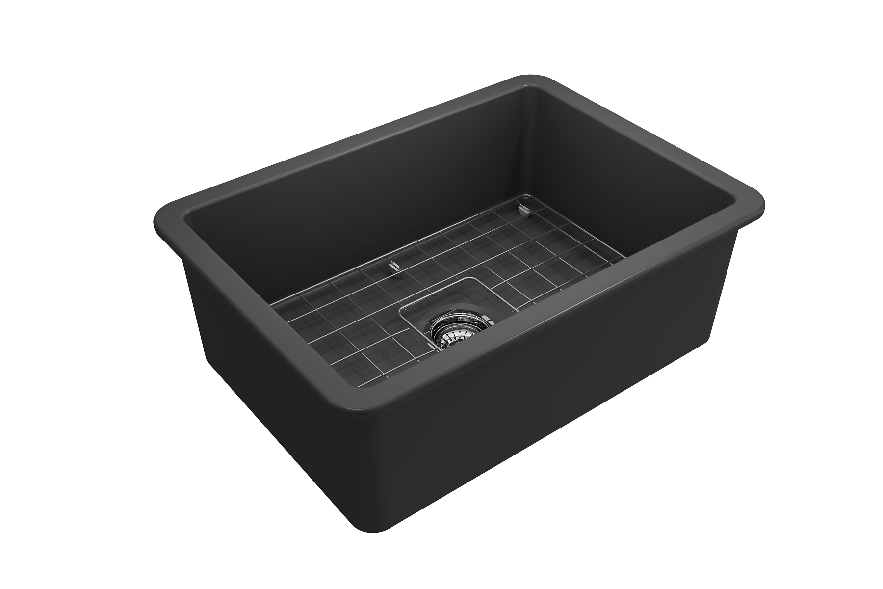 BOCCHI Sotto 27" Fireclay Dual Mount Single Bowl Kitchen Sink, Matte Dark Gray, 1360-020-0120