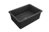 BOCCHI Sotto 27" Fireclay Undermount Single Bowl Kitchen Sink, Matte Dark Gray, 1360-020-0120 Top View | The Sink Boutique
