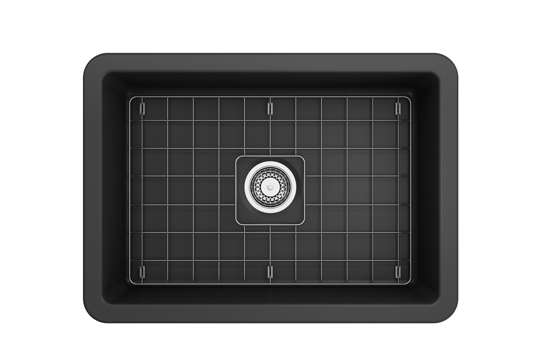 BOCCHI Sotto 27" Fireclay Dual Mount Single Bowl Kitchen Sink, Matte Dark Gray, 1360-020-0120