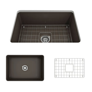 Alternate Image for BOCCHI Sotto 27" Fireclay Dual Mount Single Bowl Kitchen Sink, Matte Brown, 1360-025-0120