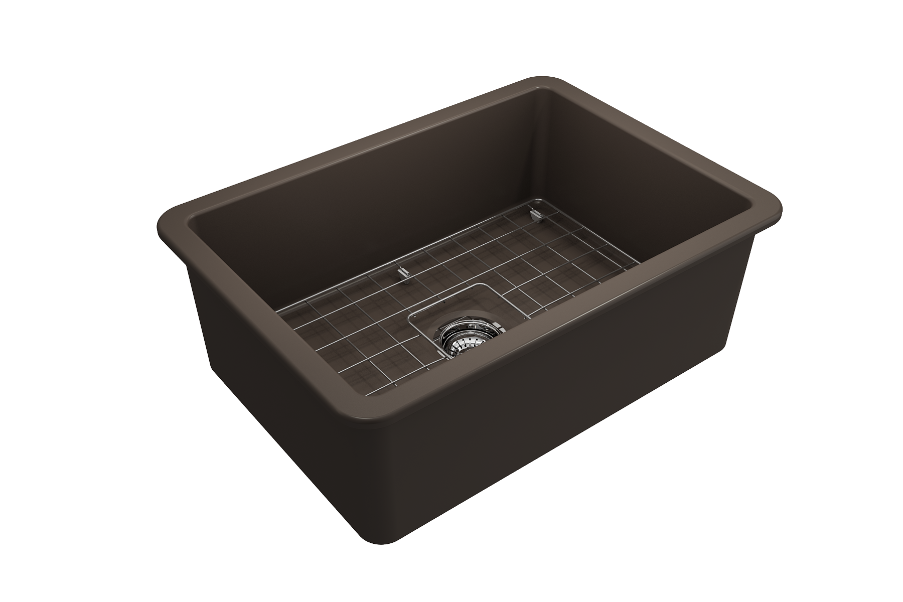 BOCCHI Sotto 27" Fireclay Dual Mount Single Bowl Kitchen Sink, Matte Brown, 1360-025-0120