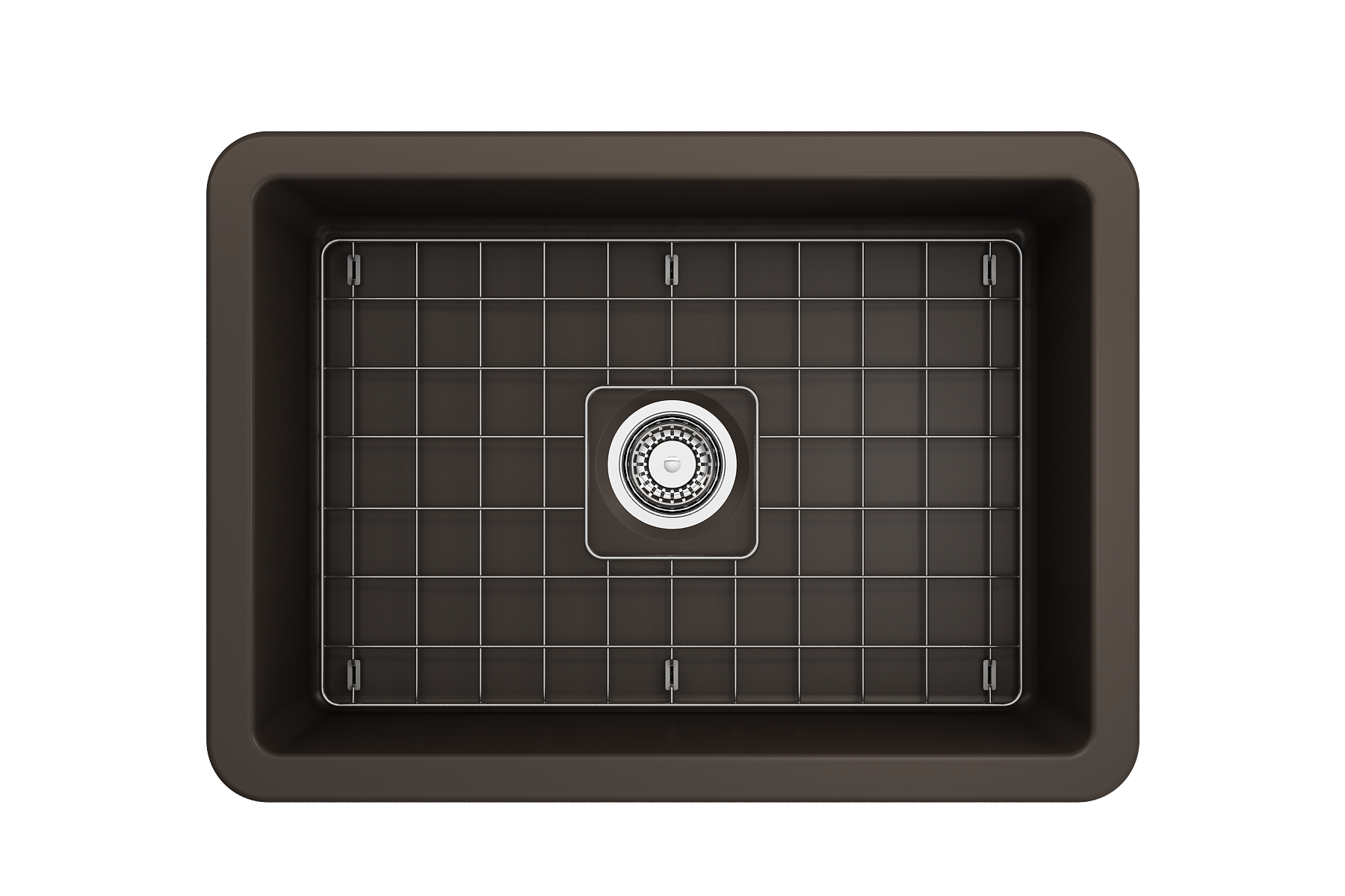 BOCCHI Sotto 27" Fireclay Dual Mount Single Bowl Kitchen Sink, Matte Brown, 1360-025-0120