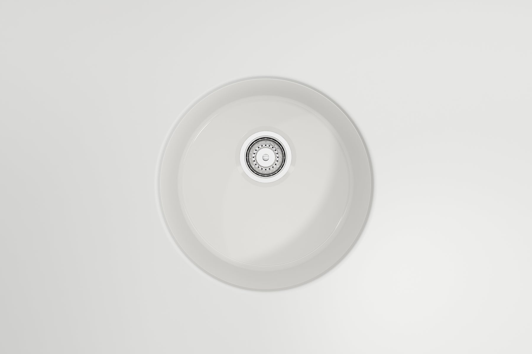 BOCCHI Sotto 18.5" Round Fireclay Undermount Single Bowl Bar Sink with Protective Bottom Grid and Strainer, White, 1361-001-0120