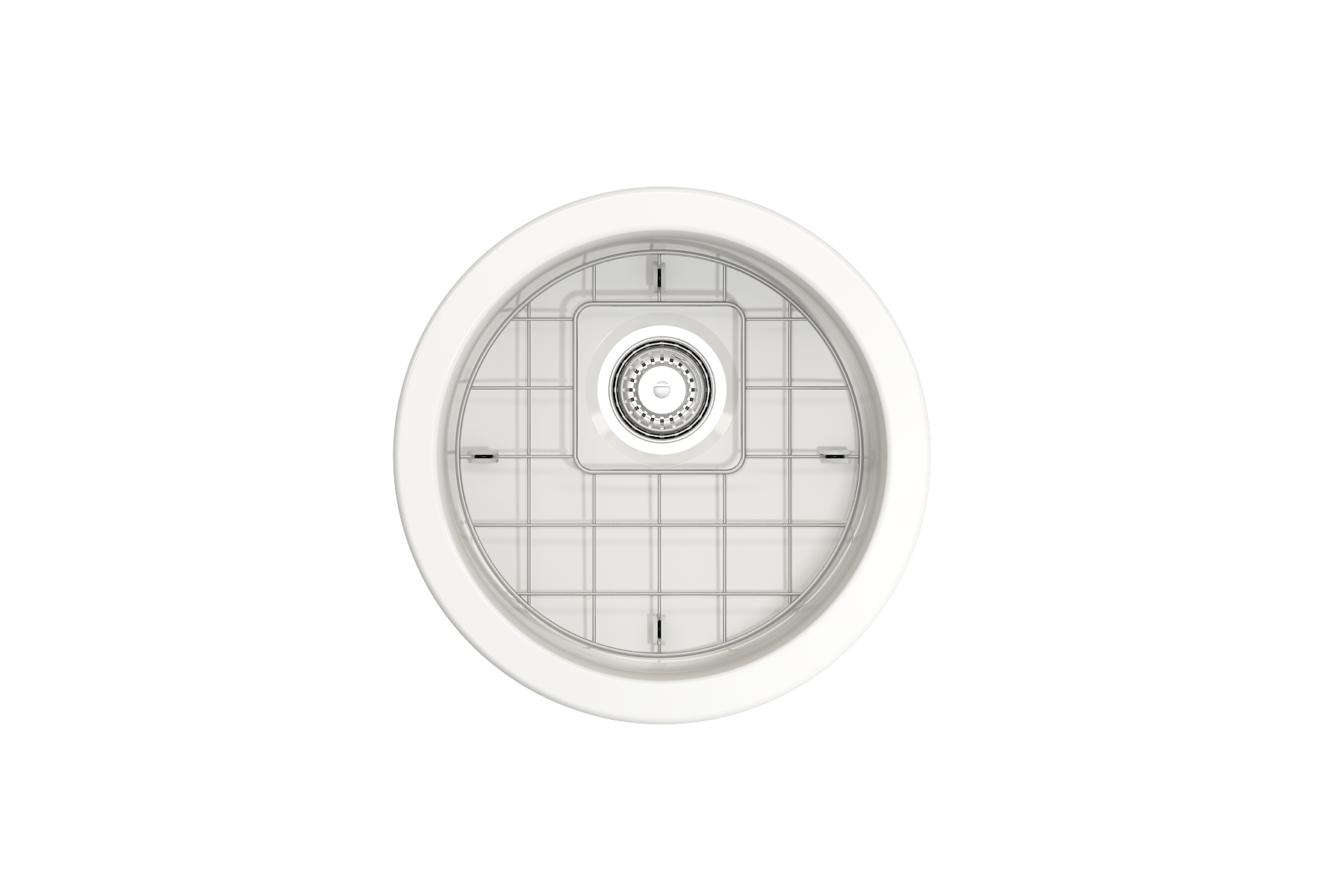 BOCCHI Sotto 18.5" Round Fireclay Undermount Single Bowl Bar Sink with Protective Bottom Grid and Strainer, White, 1361-001-0120