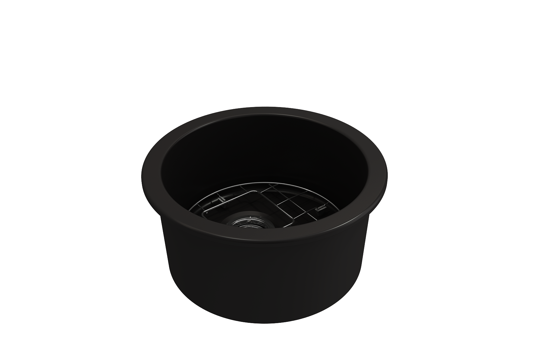 BOCCHI Sotto 18.5" Round Fireclay Undermount Single Bowl Bar Sink with Protective Bottom Grid and Strainer, Matte Black, 1361-004-0120