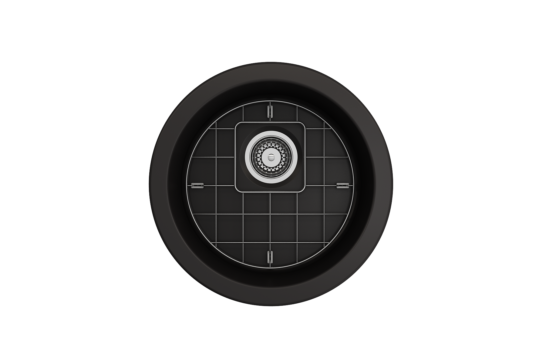 BOCCHI Sotto 18.5" Round Fireclay Undermount Single Bowl Bar Sink with Protective Bottom Grid and Strainer, Matte Black, 1361-004-0120