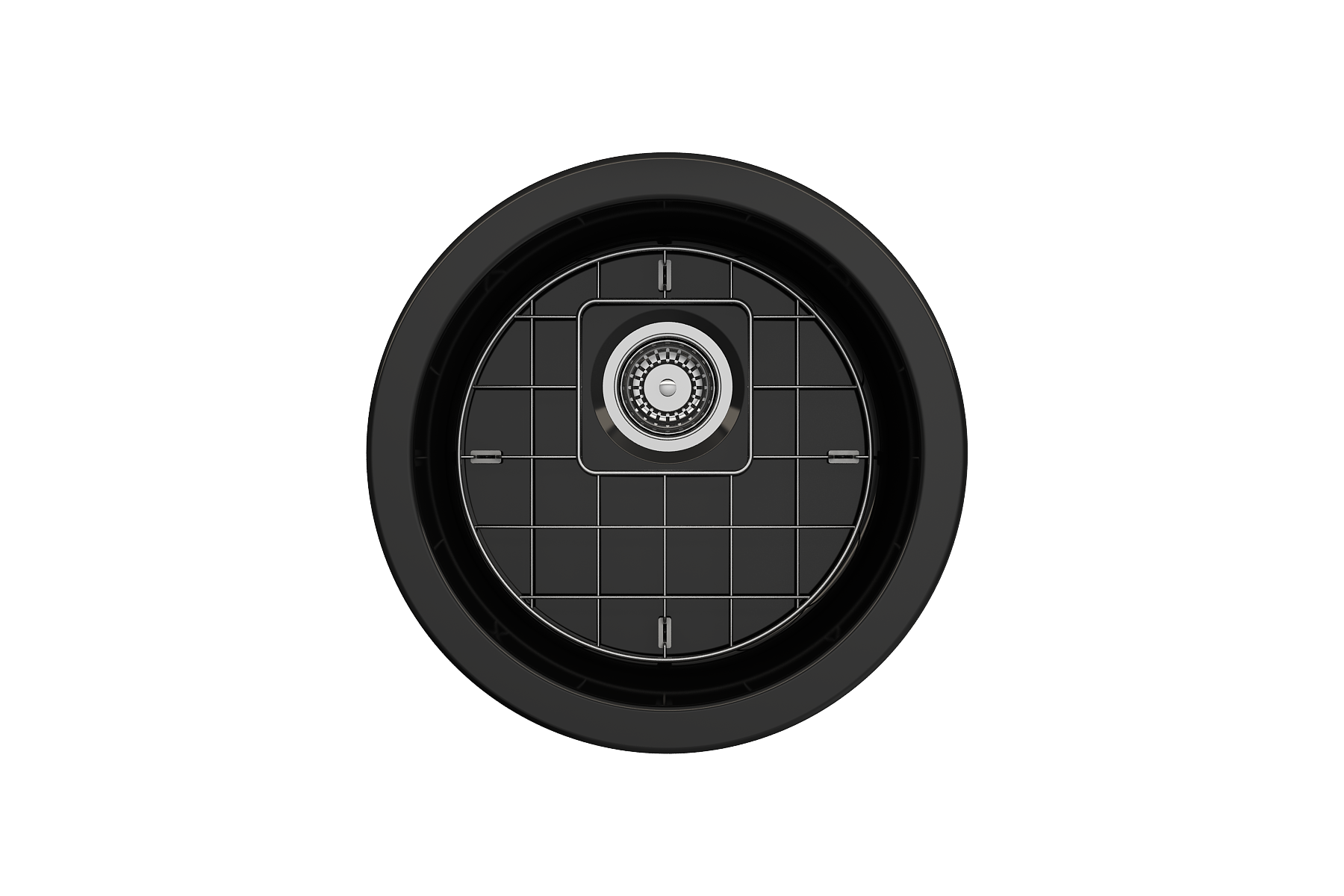 BOCCHI Sotto 18.5" Round Fireclay Undermount Single Bowl Bar Sink with Protective Bottom Grid and Strainer, Black, 1361-005-0120