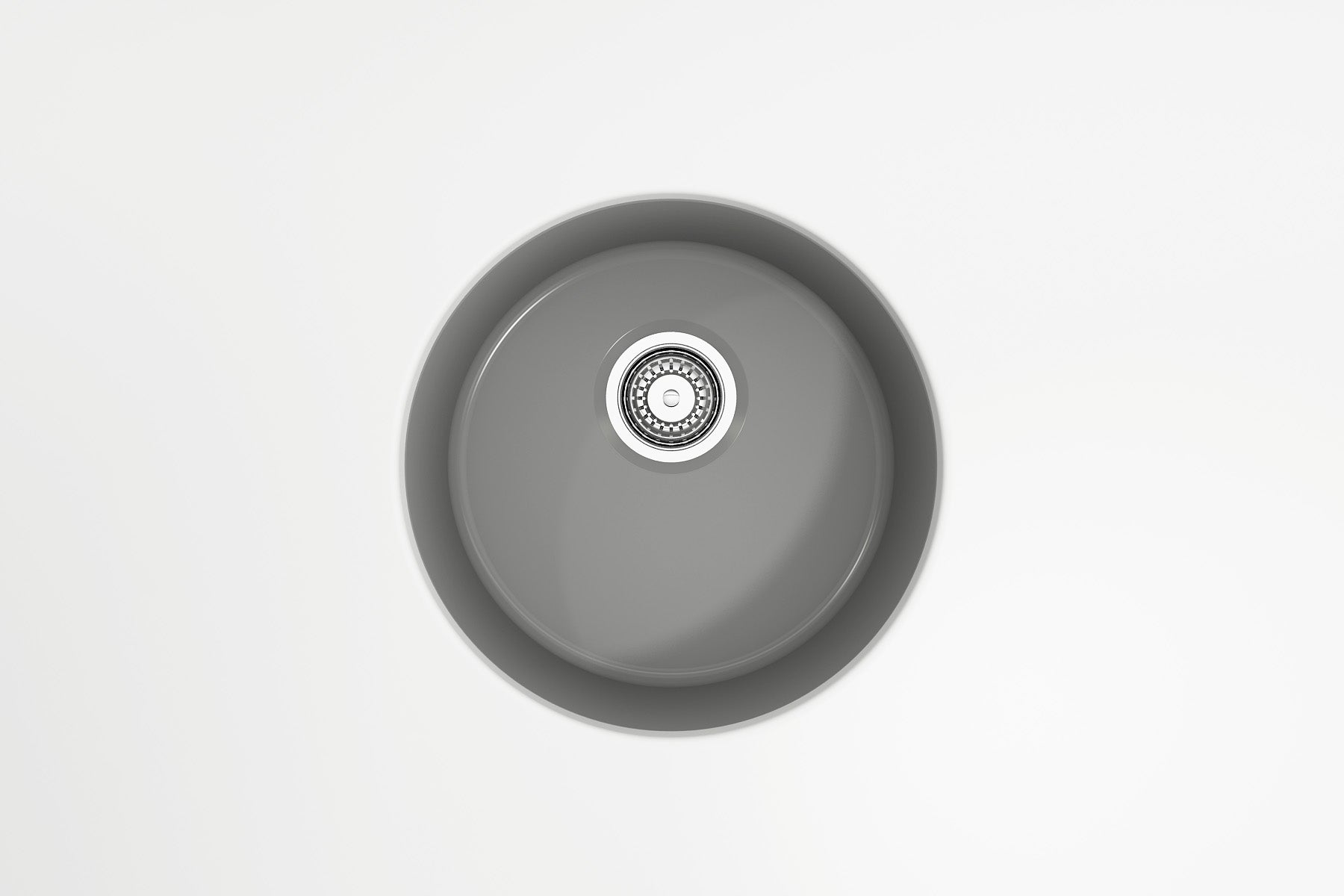 BOCCHI Sotto 18.5" Round Fireclay Undermount Single Bowl Bar Sink with Protective Bottom Grid and Strainer, Matte Gray, 1361-006-0120