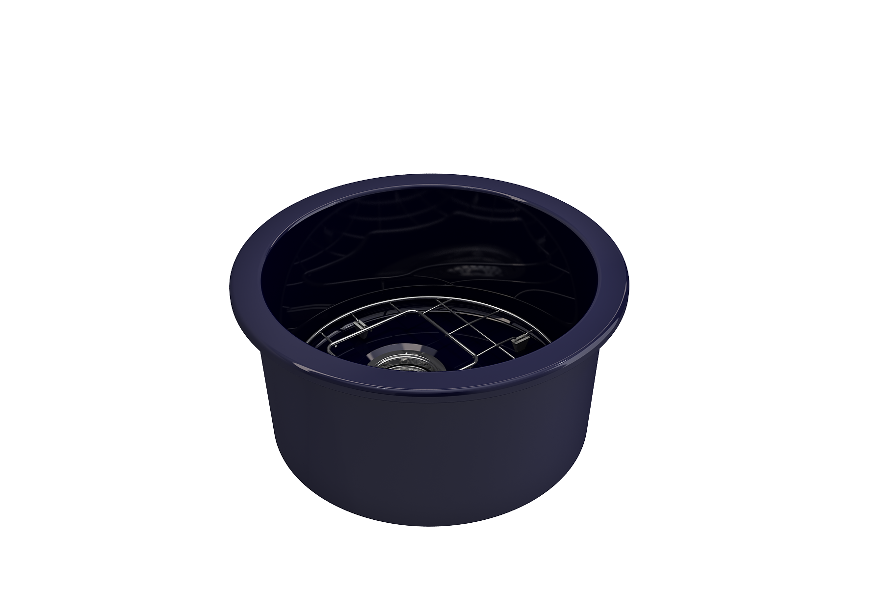 BOCCHI Sotto 18.5" Round Fireclay Undermount Single Bowl Bar Sink with Protective Bottom Grid and Strainer, Sapphire Blue, 1361-010-0120