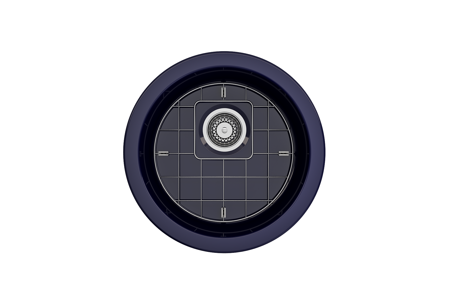 BOCCHI Sotto 18.5" Round Fireclay Undermount Single Bowl Bar Sink with Protective Bottom Grid and Strainer, Sapphire Blue, 1361-010-0120