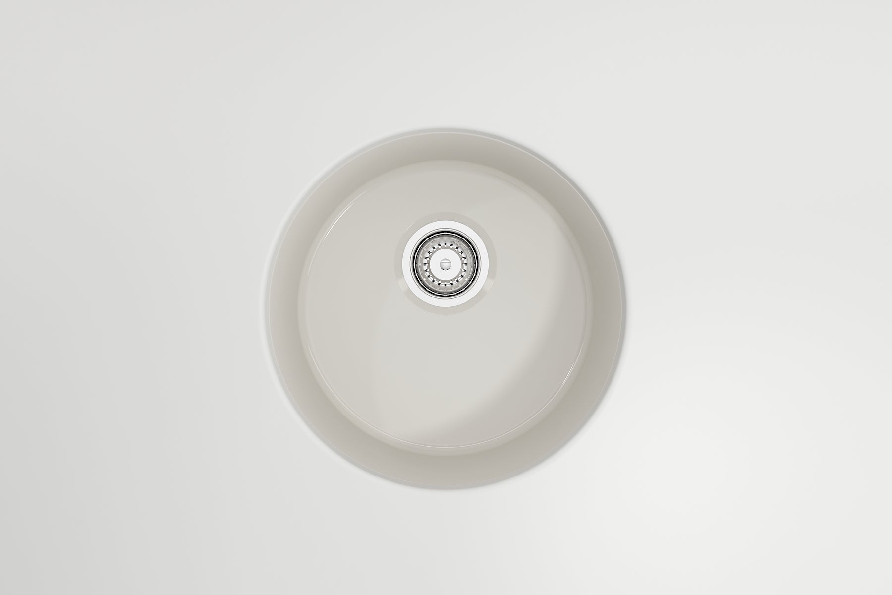 BOCCHI Sotto 18.5" Round Fireclay Undermount Single Bowl Bar Sink with Protective Bottom Grid and Strainer, Biscuit, 1361-014-0120