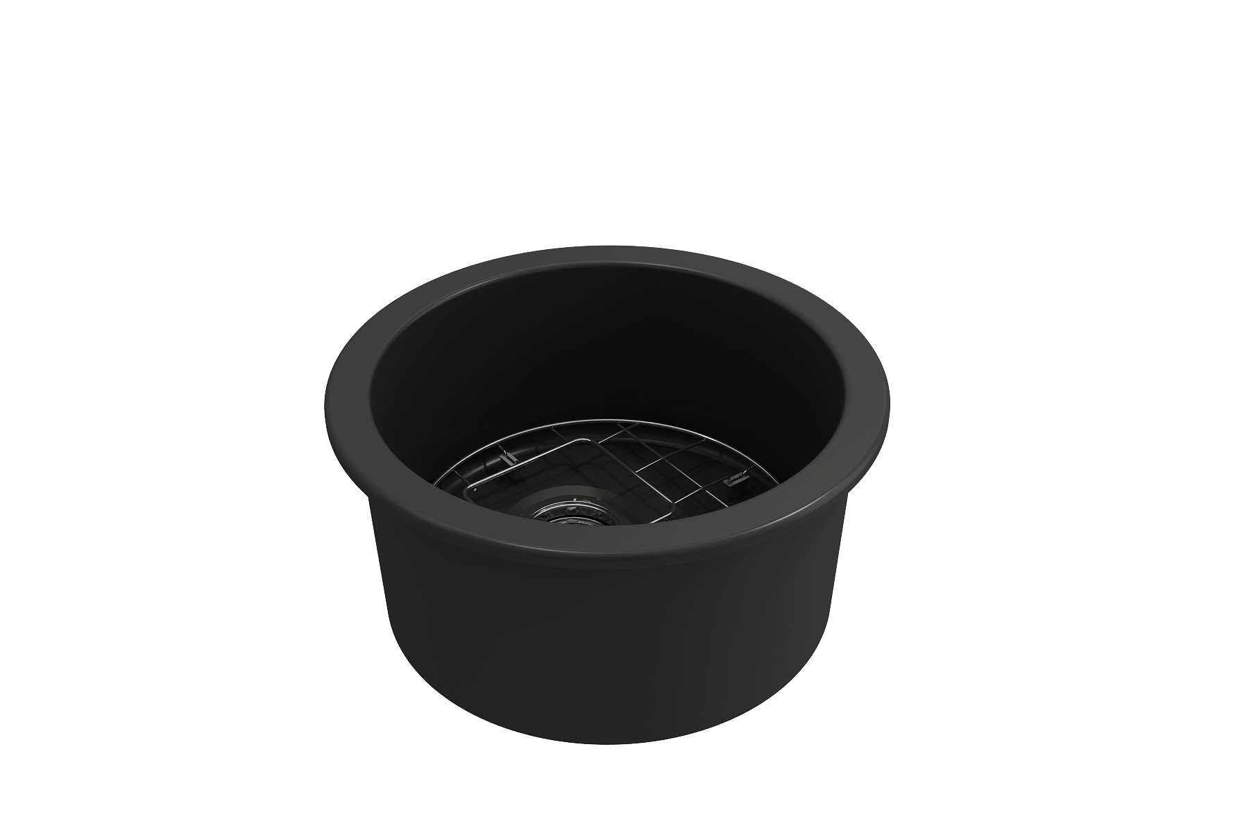 BOCCHI Sotto 18.5" Round Fireclay Undermount Single Bowl Bar Sink with Protective Bottom Grid and Strainer, Matte Dark Gray, 1361-020-0120