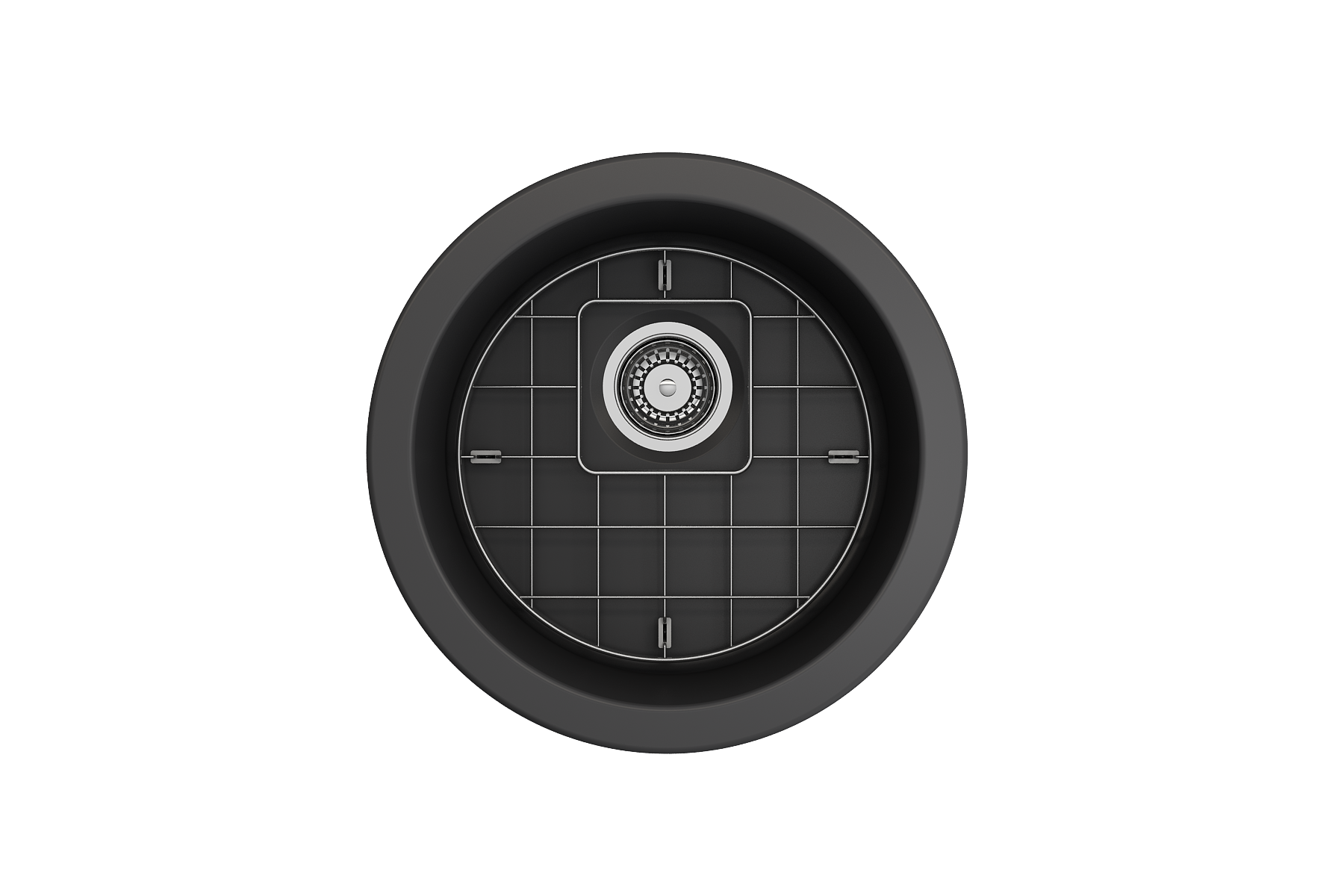BOCCHI Sotto 18.5" Round Fireclay Undermount Single Bowl Bar Sink with Protective Bottom Grid and Strainer, Matte Dark Gray, 1361-020-0120