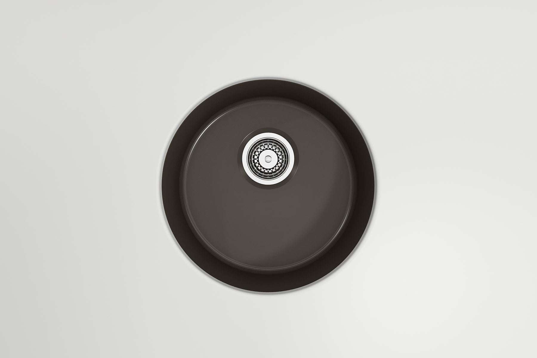BOCCHI Sotto 18.5" Round Fireclay Undermount Single Bowl Bar Sink with Protective Bottom Grid and Strainer, Matte Brown, 1361-025-0120