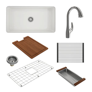 Alternate Image for BOCCHI Sotto 32" Dual Mount Fireclay Workstation Kitchen Sink Kit with Faucet and Accessories, White (sink) / Chrome (faucet), 1362-001-2024CH