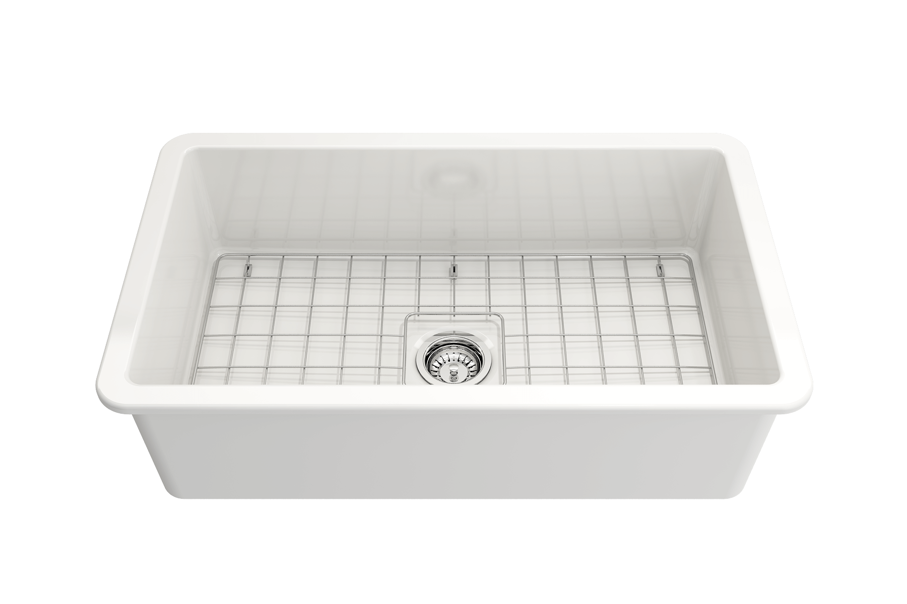 BOCCHI Sotto 32" Fireclay Undermount Single Bowl Kitchen Sink, White, 1362-001-0120