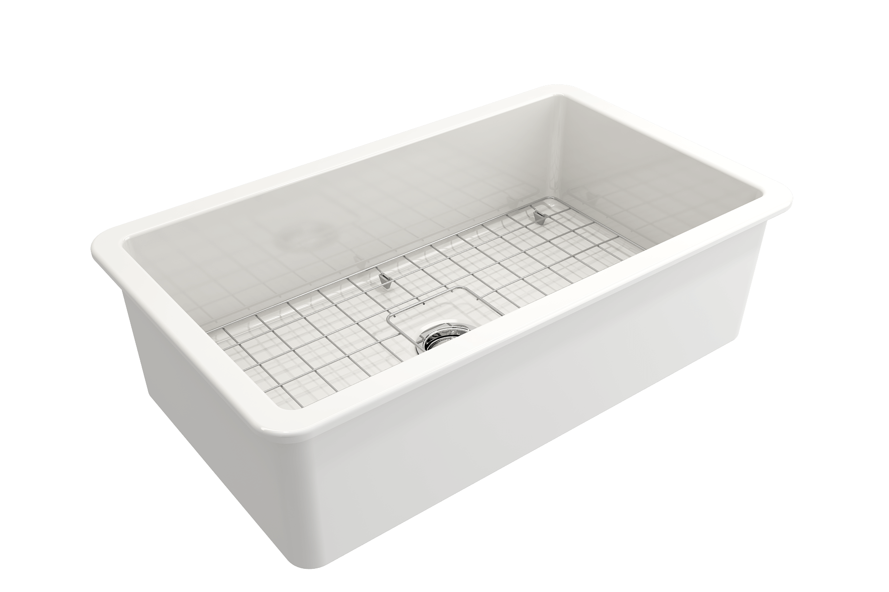 BOCCHI Sotto 32" Fireclay Undermount Single Bowl Kitchen Sink, White, 1362-001-0120