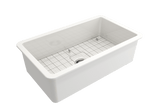 BOCCHI Sotto 32" Fireclay Undermount Single Bowl Kitchen Sink, White, 1362-001-0120 Top View | The Sink Boutique