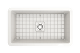 BOCCHI Sotto 32" Fireclay Undermount Single Bowl Kitchen Sink, White, 1362-001-0120 Top View with Grid | The Sink Boutique