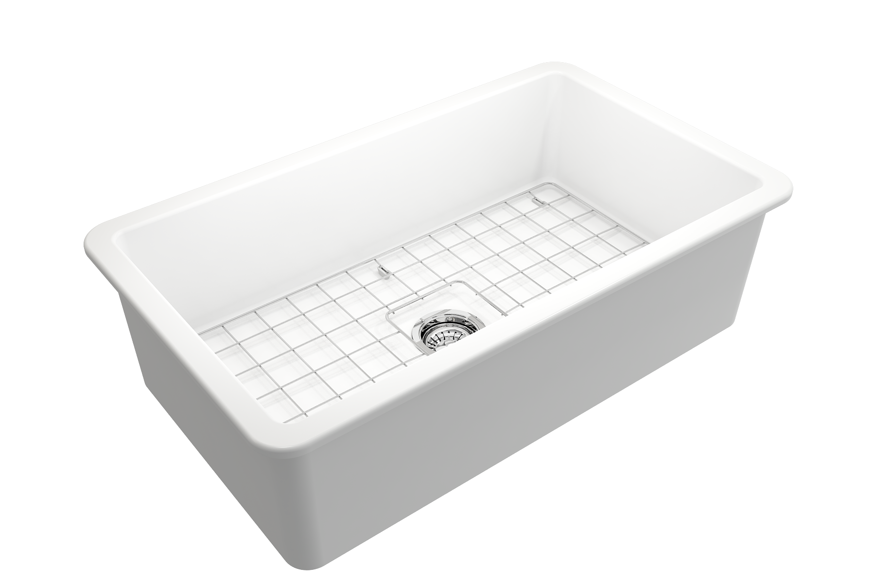 BOCCHI Sotto 32" Fireclay Undermount Single Bowl Kitchen Sink, Matte White, 1362-002-0120