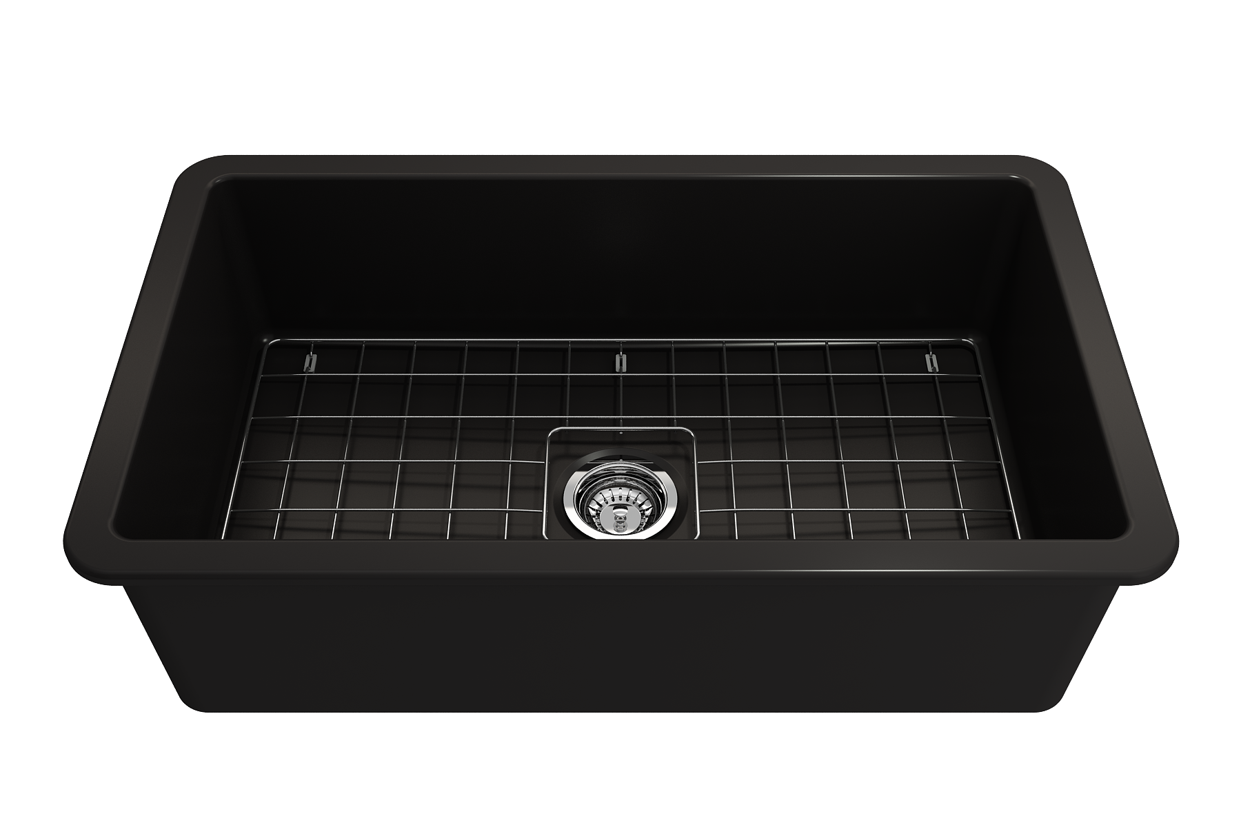 BOCCHI Sotto 32" Fireclay Undermount Single Bowl Kitchen Sink, Matte Black, 1362-004-0120