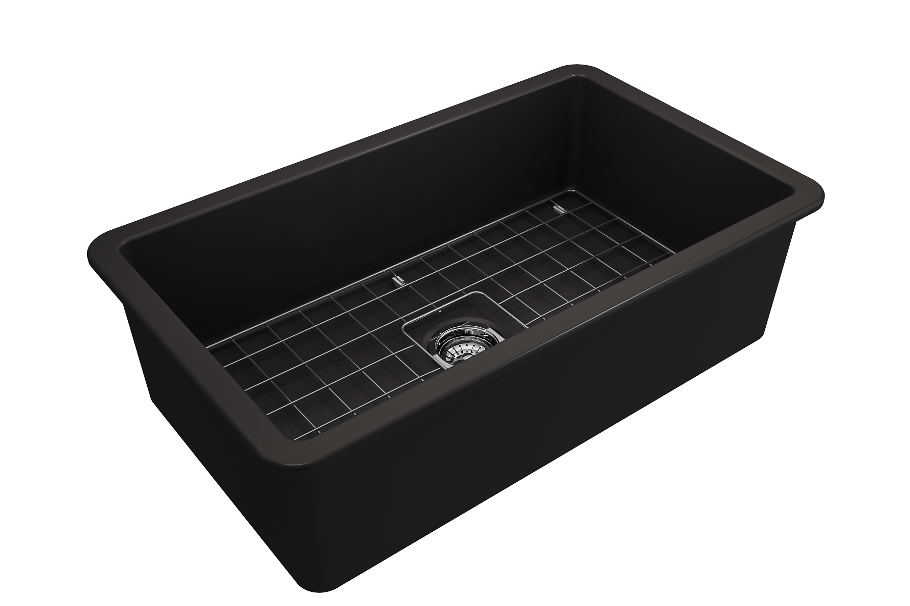 BOCCHI Sotto 32" Fireclay Undermount Single Bowl Kitchen Sink, Matte Black, 1362-004-0120