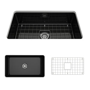 Alternate Image for BOCCHI Sotto 32" Fireclay Undermount Single Bowl Kitchen Sink, Black, 1362-005-0120