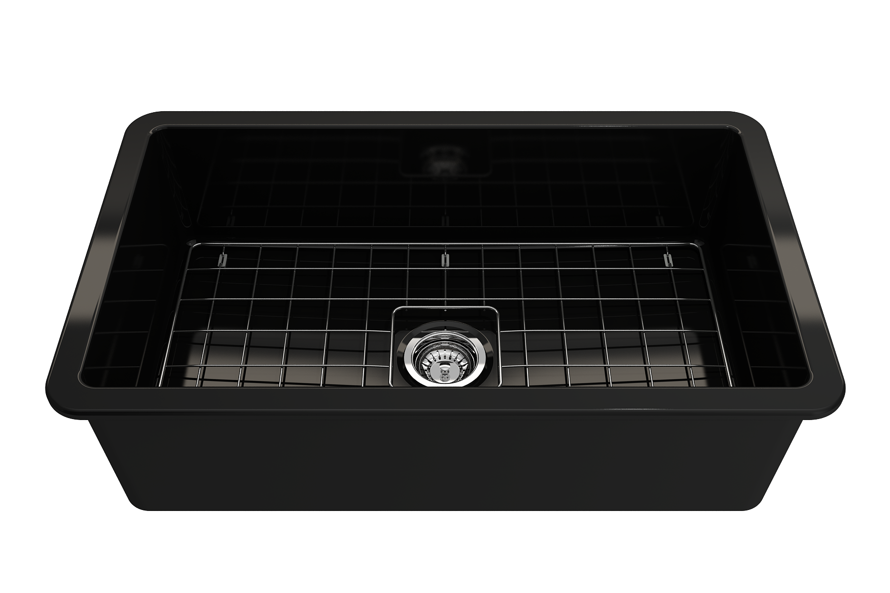 BOCCHI Sotto 32" Fireclay Undermount Single Bowl Kitchen Sink, Black, 1362-005-0120