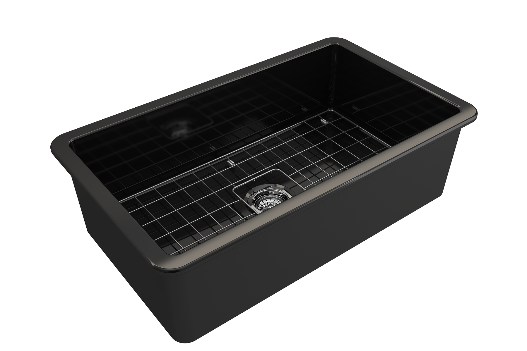 BOCCHI Sotto 32" Fireclay Undermount Single Bowl Kitchen Sink, Black, 1362-005-0120