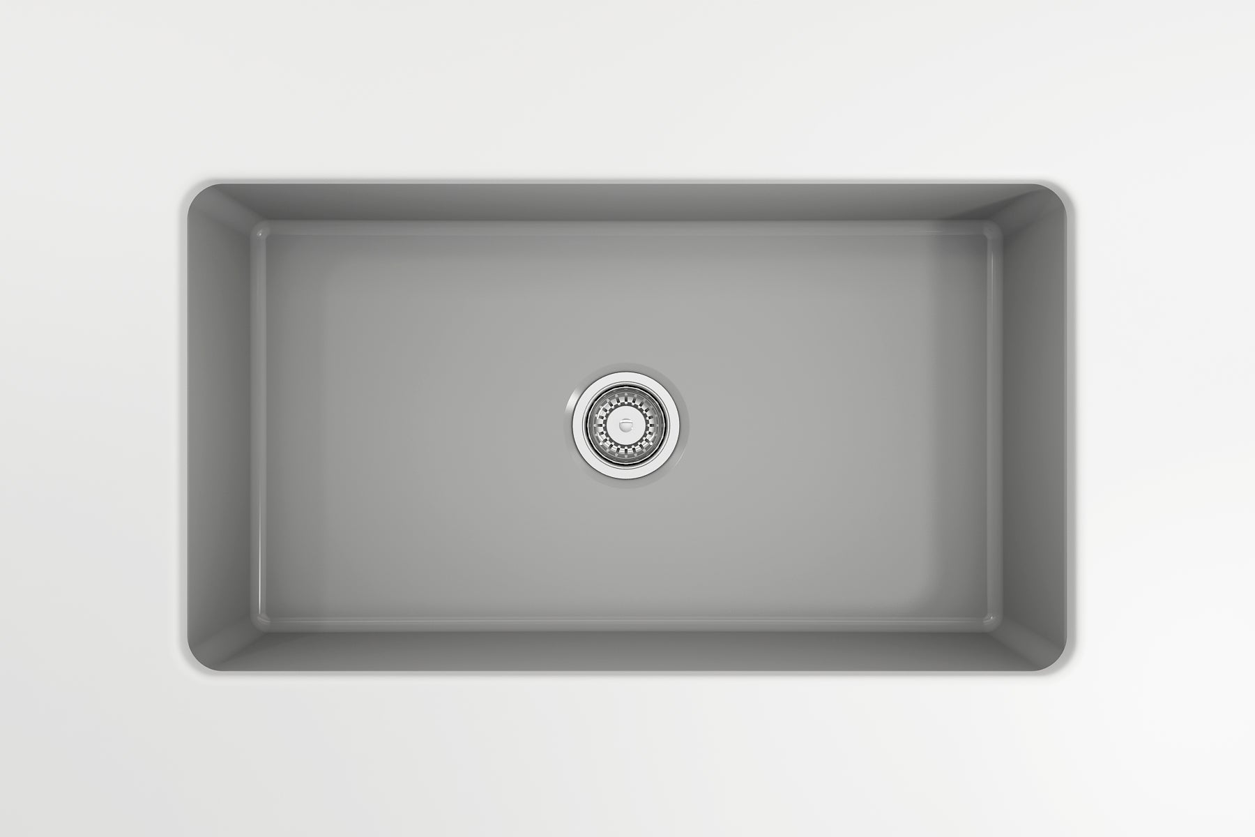 BOCCHI Sotto 32" Fireclay Undermount Single Bowl Kitchen Sink, Matte Gray, 1362-006-0120