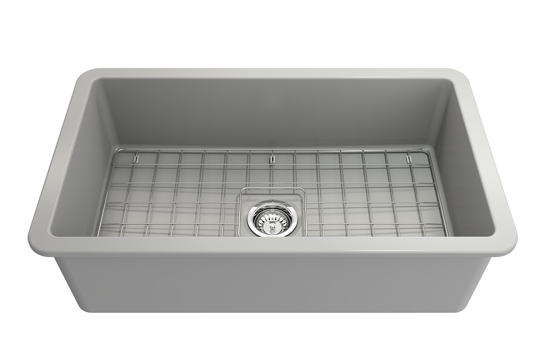 BOCCHI Sotto 32" Fireclay Undermount Single Bowl Kitchen Sink, Matte Gray, 1362-006-0120