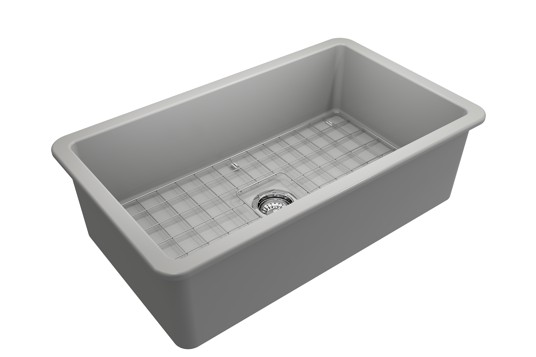 BOCCHI Sotto 32" Fireclay Undermount Single Bowl Kitchen Sink, Matte Gray, 1362-006-0120