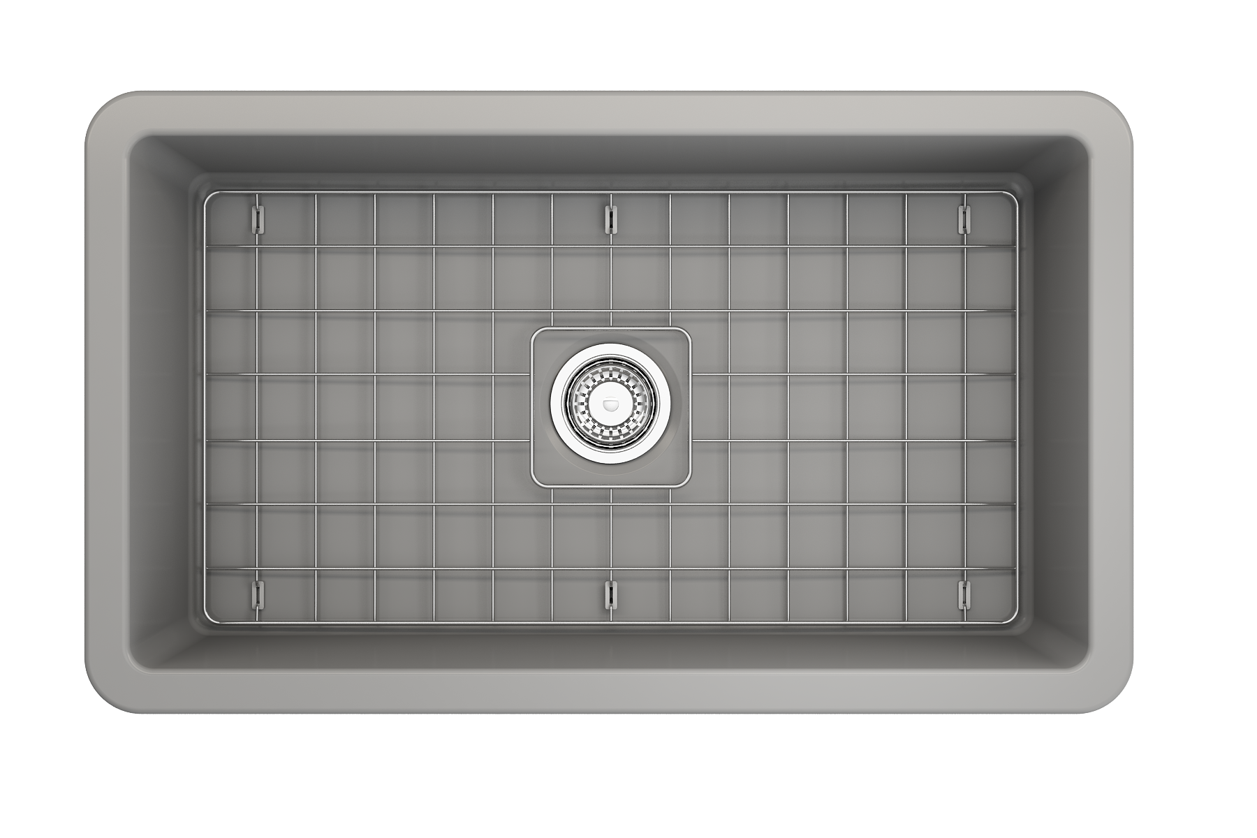 BOCCHI Sotto 32" Fireclay Undermount Single Bowl Kitchen Sink, Matte Gray, 1362-006-0120
