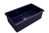 BOCCHI Sotto 32" Fireclay Undermount Single Bowl Kitchen Sink, Sapphire Blue, 1362-010-0120