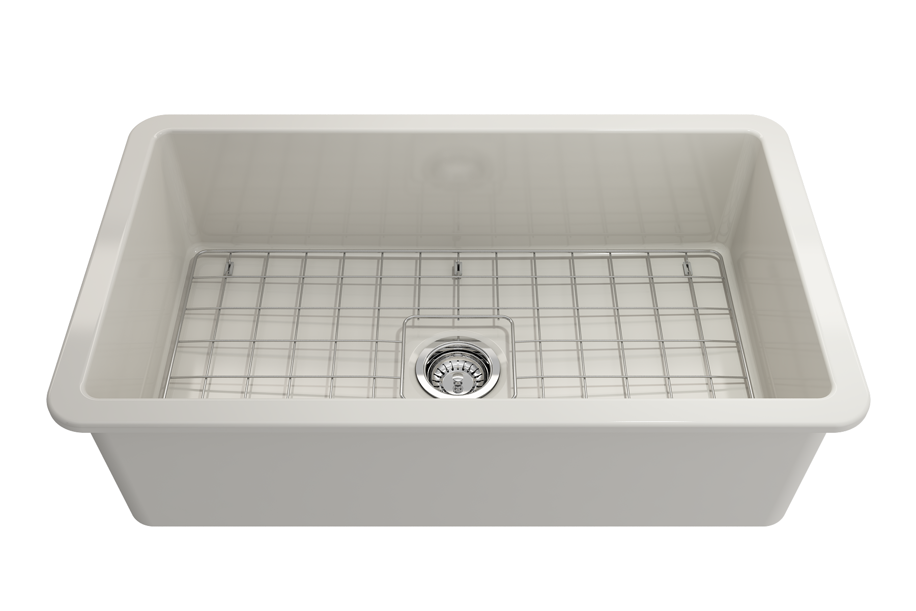 BOCCHI Sotto 32" Fireclay Undermount Single Bowl Kitchen Sink, Biscuit, 1362-014-0120