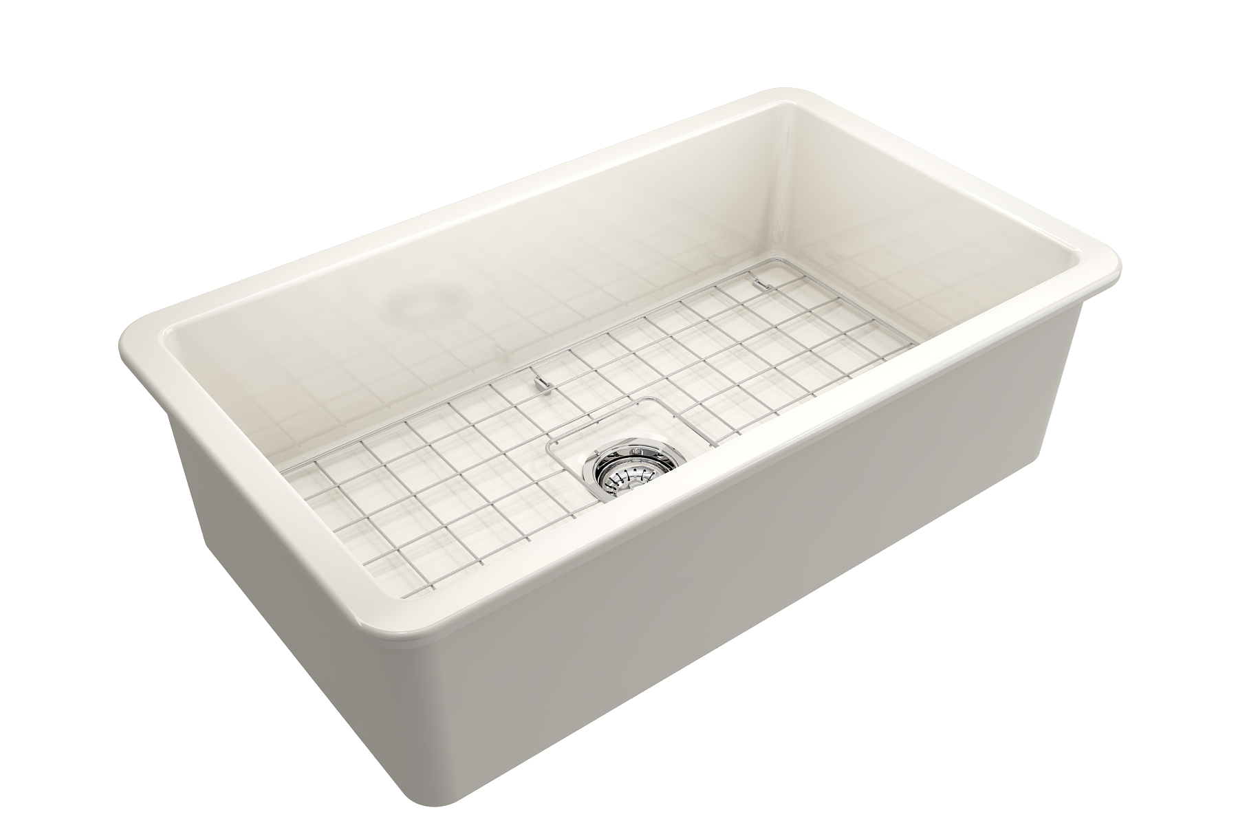 BOCCHI Sotto 32" Fireclay Undermount Single Bowl Kitchen Sink, Biscuit, 1362-014-0120