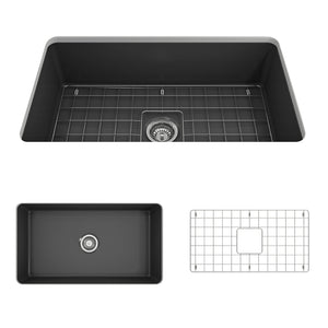 Alternate Image for BOCCHI Sotto 32" Fireclay Undermount Single Bowl Kitchen Sink, Matte Dark Gray, 1362-020-0120