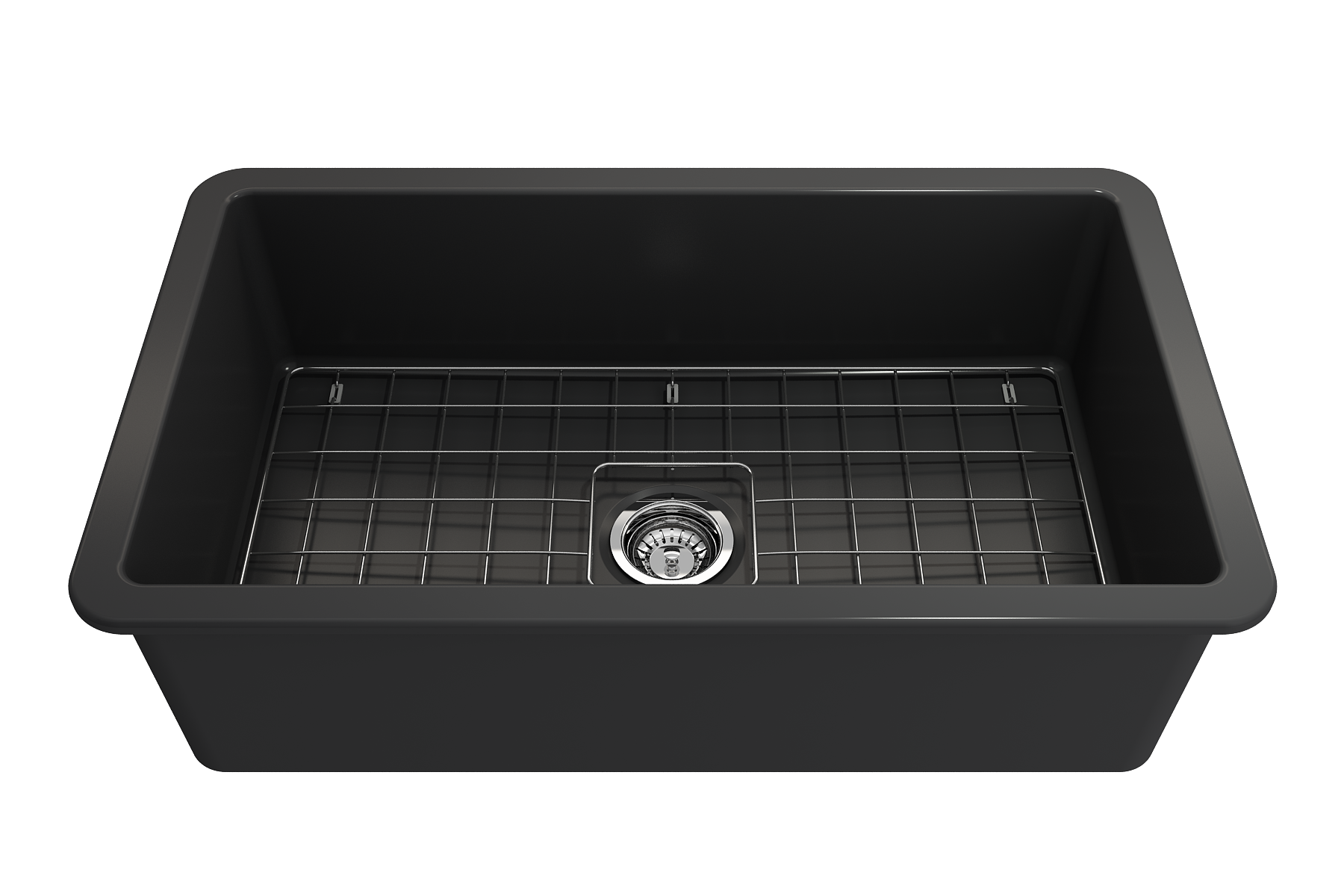 BOCCHI Sotto 32" Fireclay Undermount Single Bowl Kitchen Sink, Matte Dark Gray, 1362-020-0120