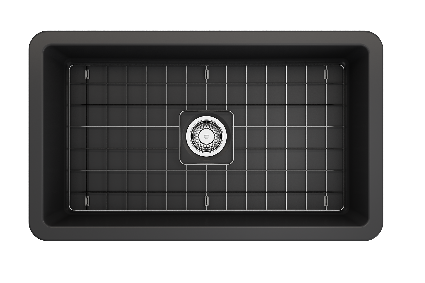 BOCCHI Sotto 32" Fireclay Undermount Single Bowl Kitchen Sink, Matte Dark Gray, 1362-020-0120