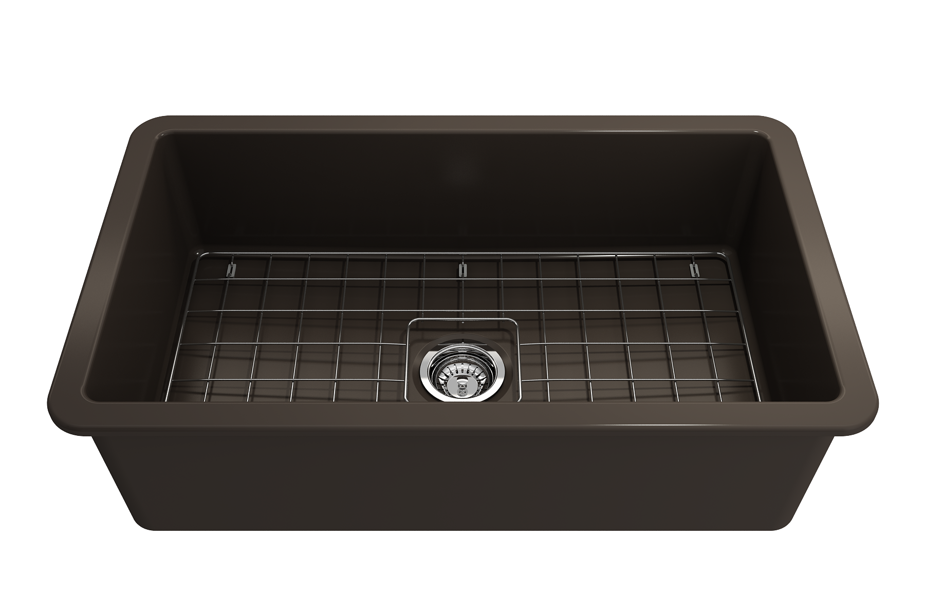 BOCCHI Sotto 32" Fireclay Undermount Single Bowl Kitchen Sink, Matte Brown, 1362-025-0120