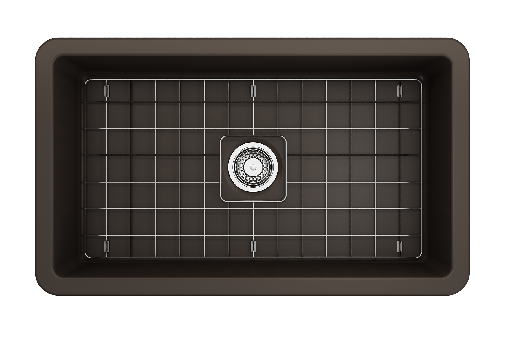 BOCCHI Sotto 32" Fireclay Undermount Single Bowl Kitchen Sink, Matte Brown, 1362-025-0120